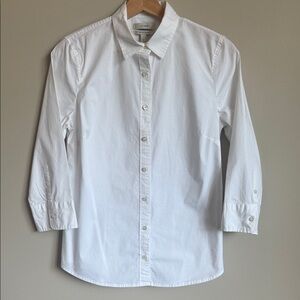 J. Crew Women’s White Fitted Perfect Stretch Button-Down Shirt - Size Small